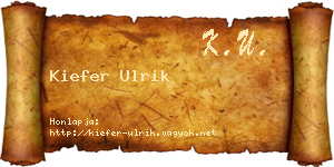 Kiefer Ulrik névjegykártya
